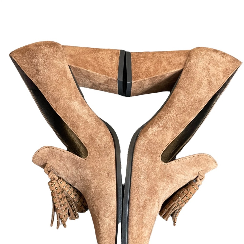 Stuart Weizman Broom Tassel Suede Block-Heel Pump… - image 8